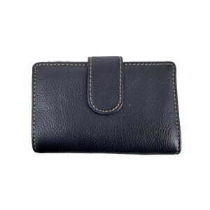 Genuine Leather Black‎ Wallet With Snap Closure & Multiple Card Slots